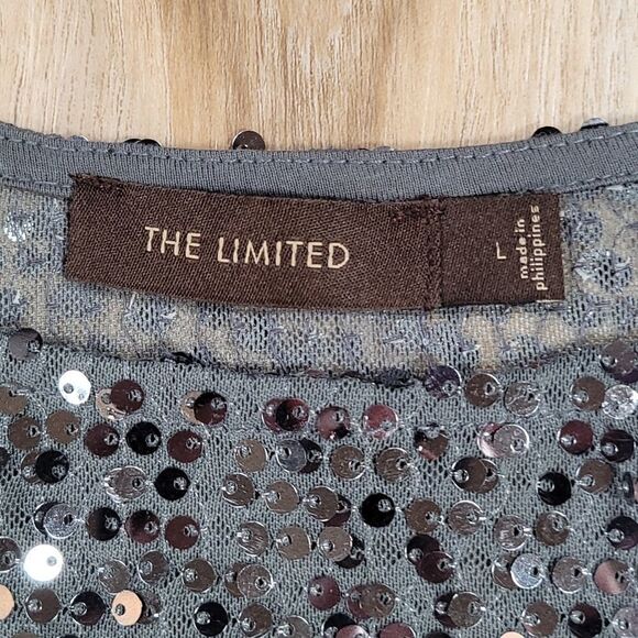 💚The Limited Gray Sequined Sleeveless Blouse Large - Picture 6 of 8